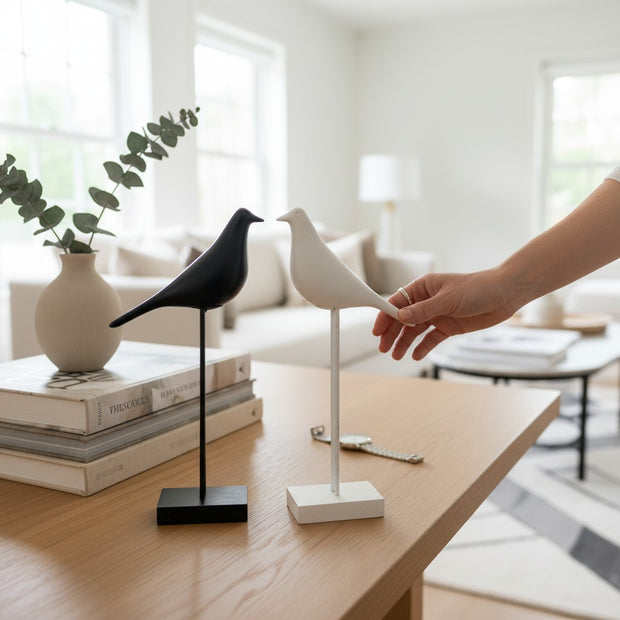 Bird on Stand Figurine – White