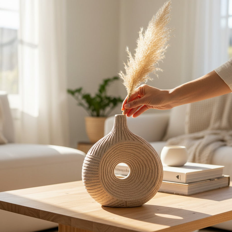 Donut Ring Rope Texture Vase – Beige