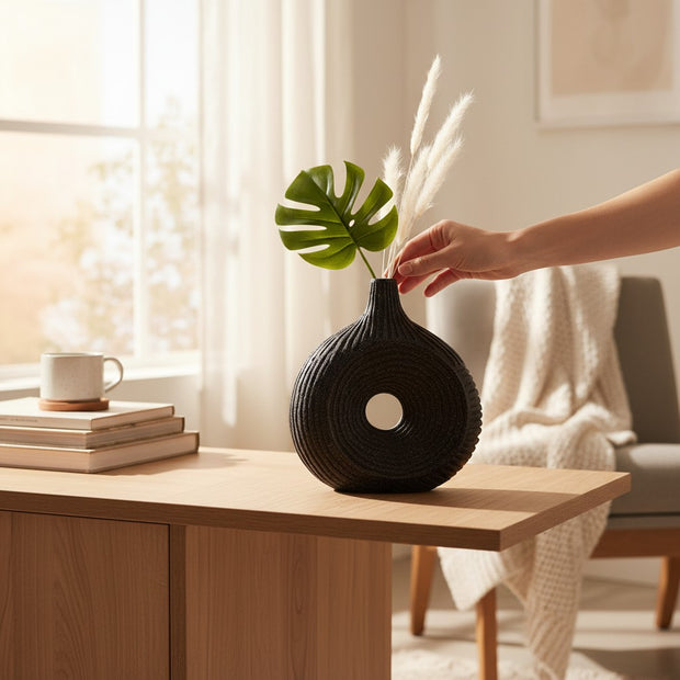 Donut Ring Rope Texture Vase – Dark