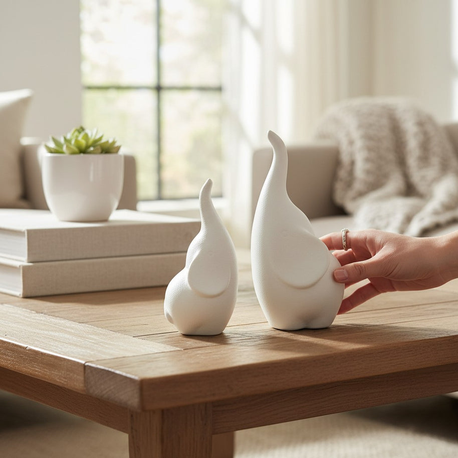 Dove Bird Figurine Pair – White Ceramic