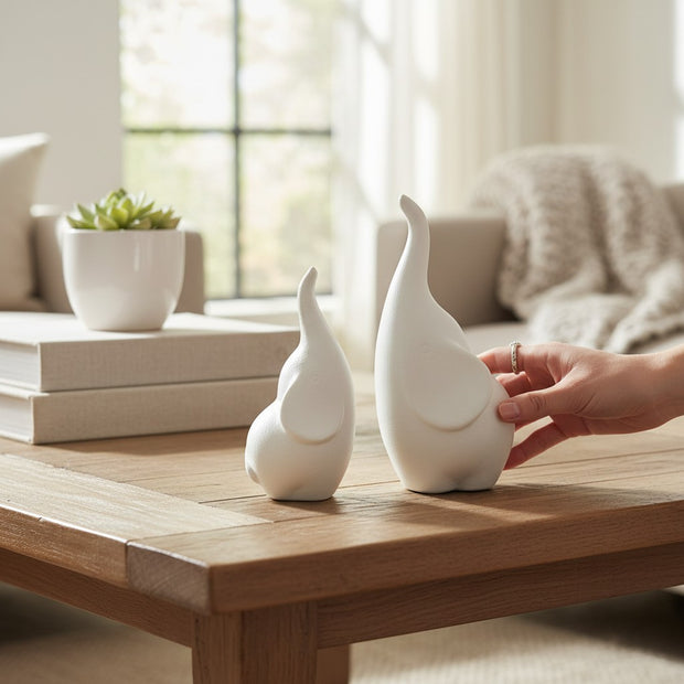 Dove Bird Figurine Pair – White Ceramic