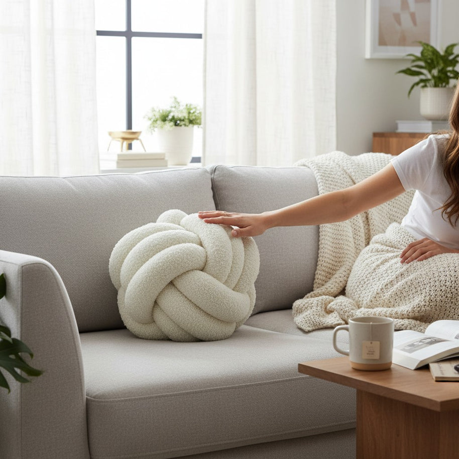 Knot Ball Cushion – White Large