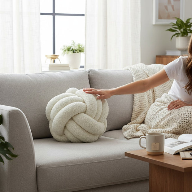 Knot Ball Cushion – White Large