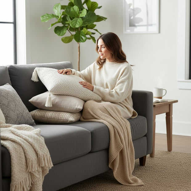 Lumbar Cushion – Ribbed Cream