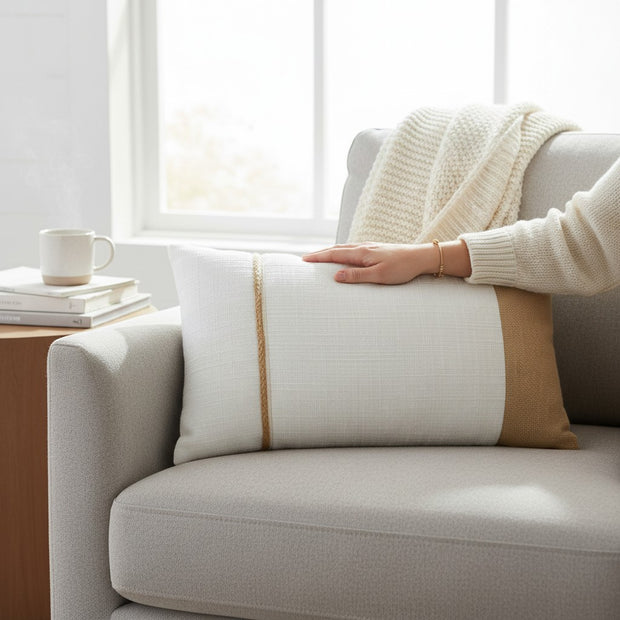 Lumbar Cushion – Cream with Gold Stripe