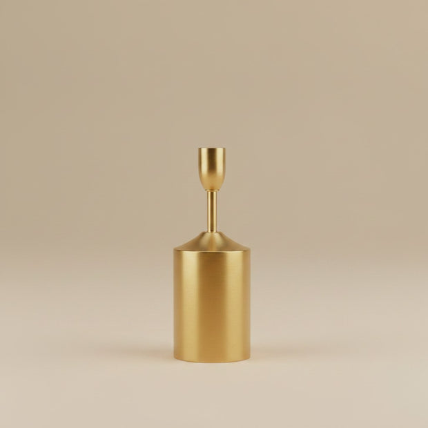 Pillar‑Base Taper Candle Holder – Gold