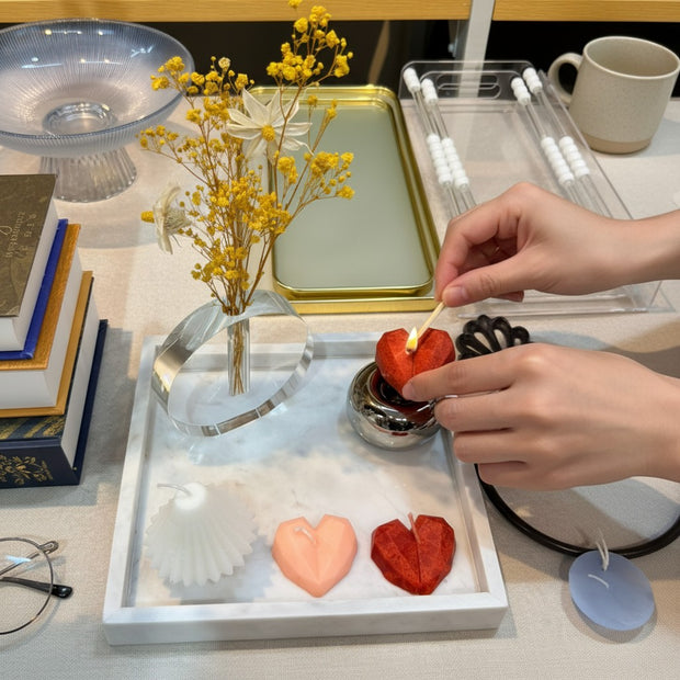 Decorative Marble Tray Styling Set with Scented Candles