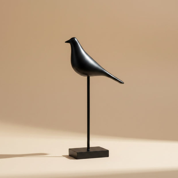 Bird on Stand Figurine – Black
