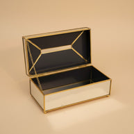 Gold Frame Glass Storage Box – Black Mirror
