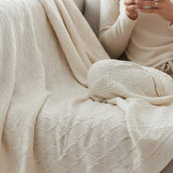 Throw Blanket – Beige Diamond Weave