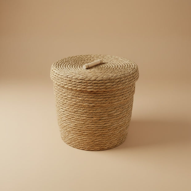 Seagrass Round Lidded Basket – Medium