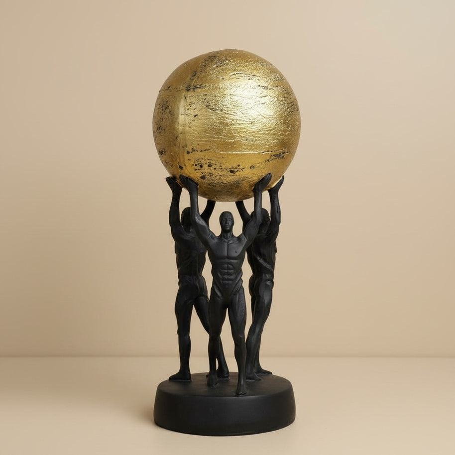 Atlas Carrying Globe Sculpture – Gold