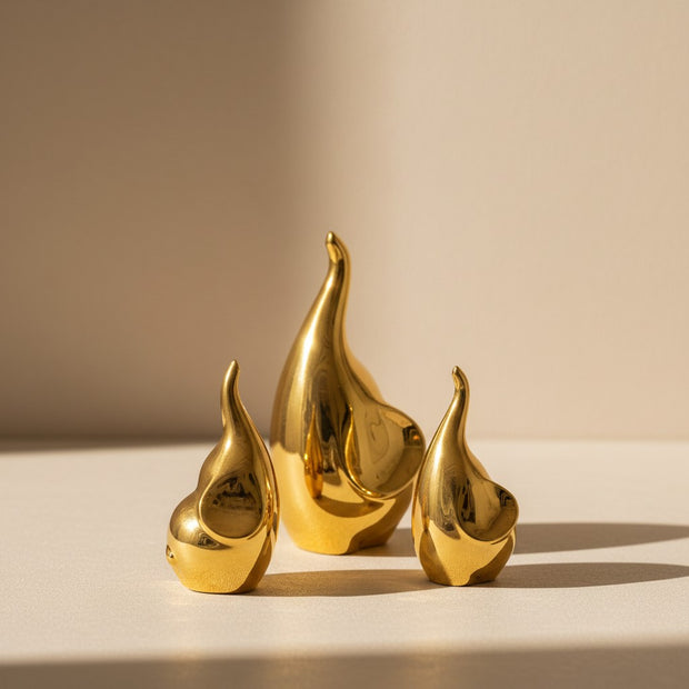 Flame Sculpture Set – Gold and Amber