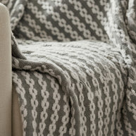 Throw Blanket –  Woven Stripe Pattern in Grey/White