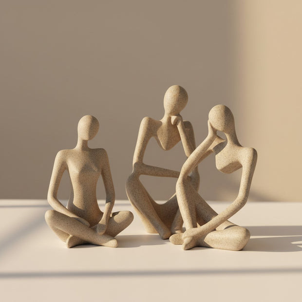 3pcs Female Thinker Figurine Set – Sand