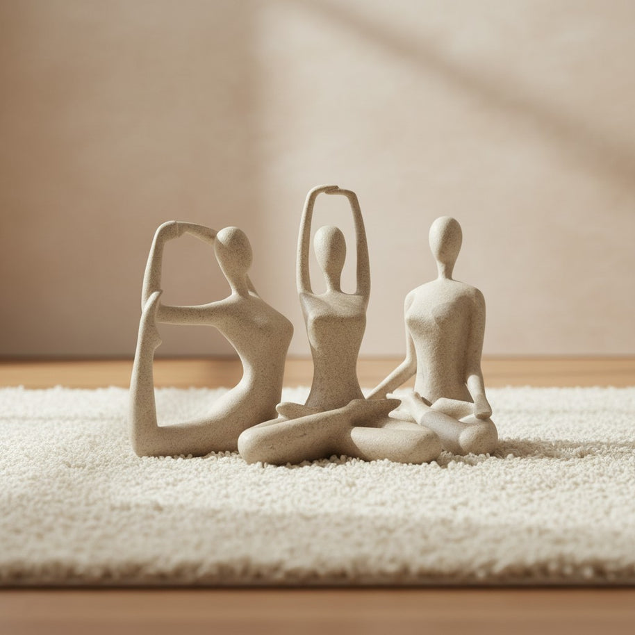 3pcs Female Meditation Figurine Set – Sand
