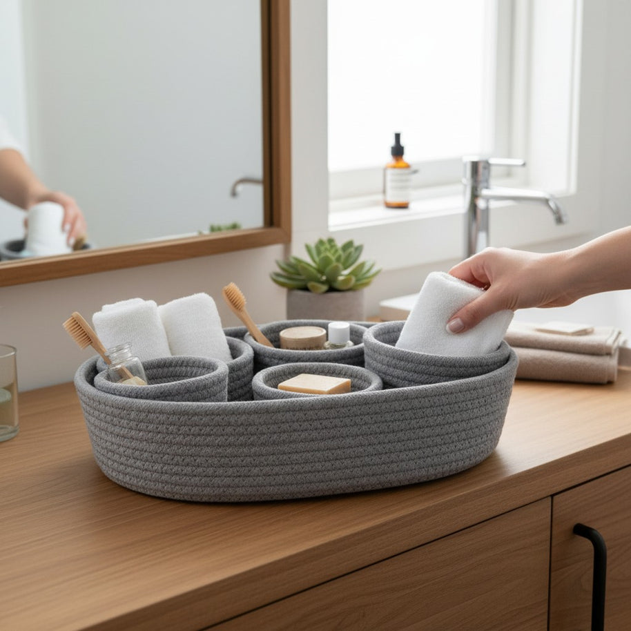 Rope Coil Storage Tray Set – Grey