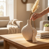 Rope Texture Teardrop Vase – Beige