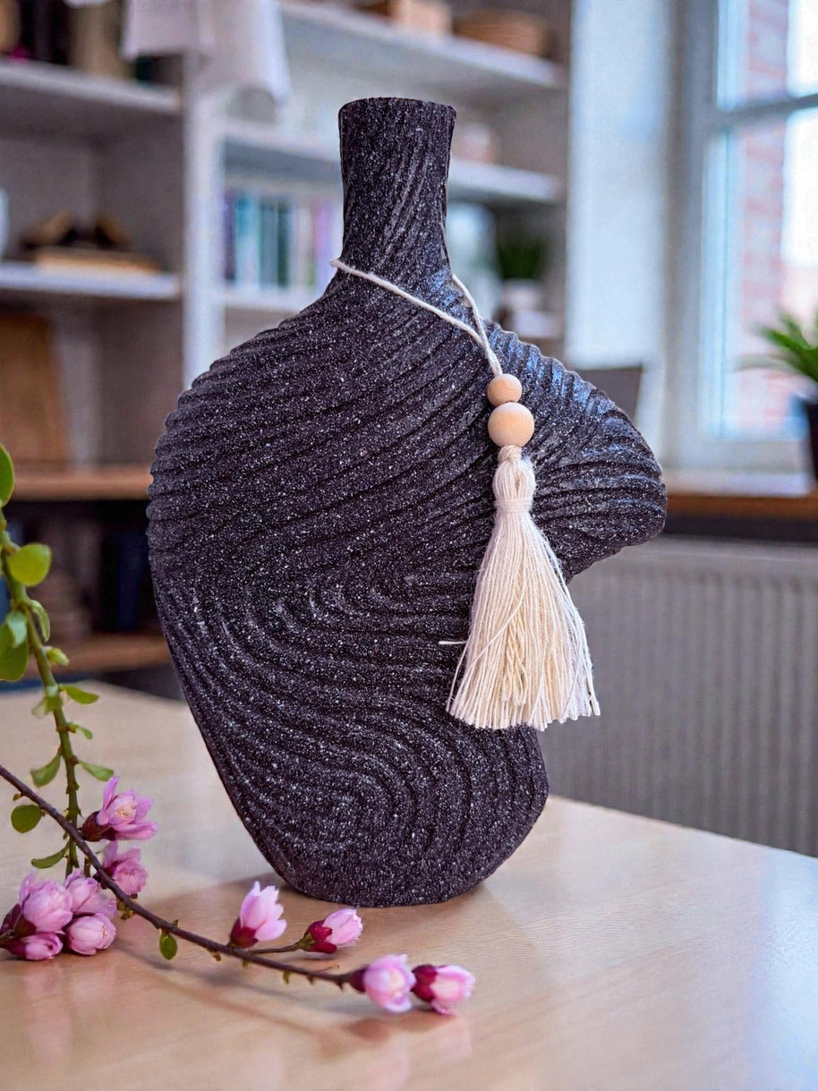Rope Texture Teardrop Vase – Dark
