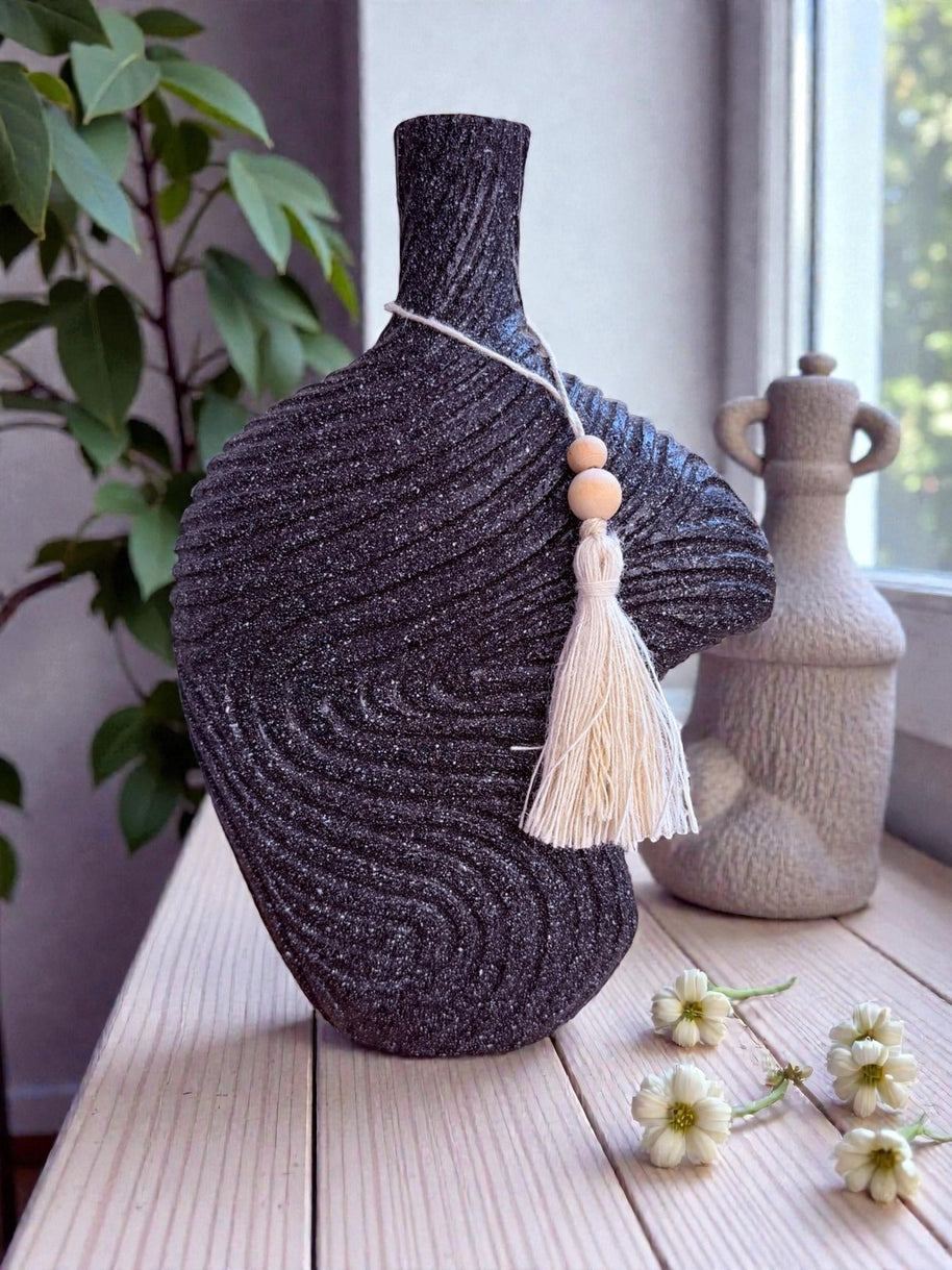 Rope Texture Teardrop Vase – Dark