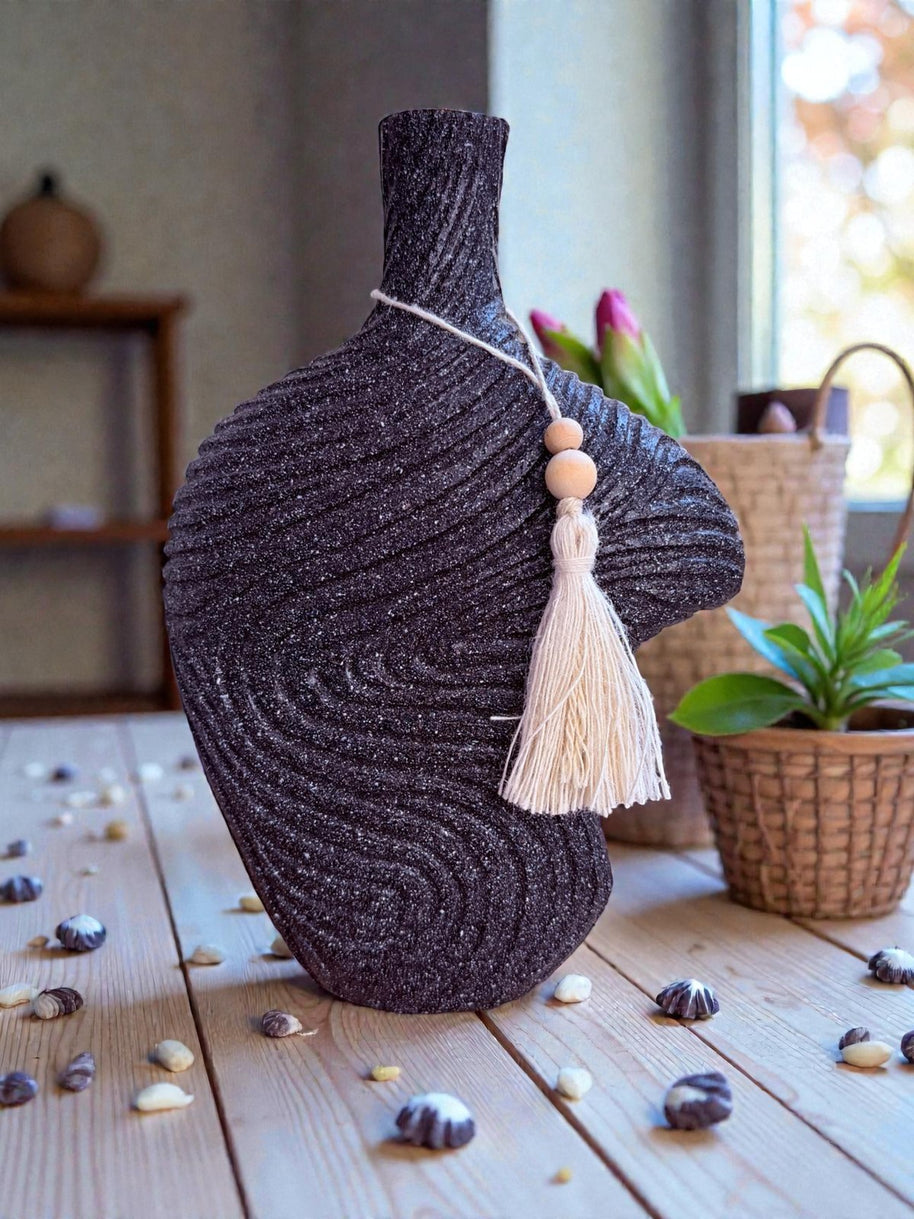 Rope Texture Teardrop Vase – Dark