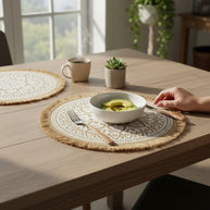 Round Jute Mandala Placemat – Design 2