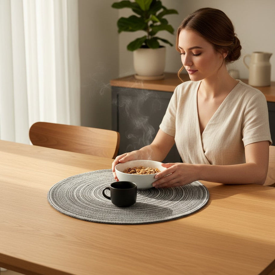 Round Jute Mandala Placemat – Design 4