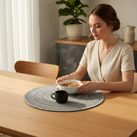 Round Jute Mandala Placemat – Design 4