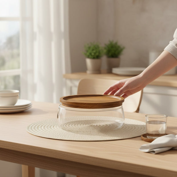 Serving Bowl with Wood Lid