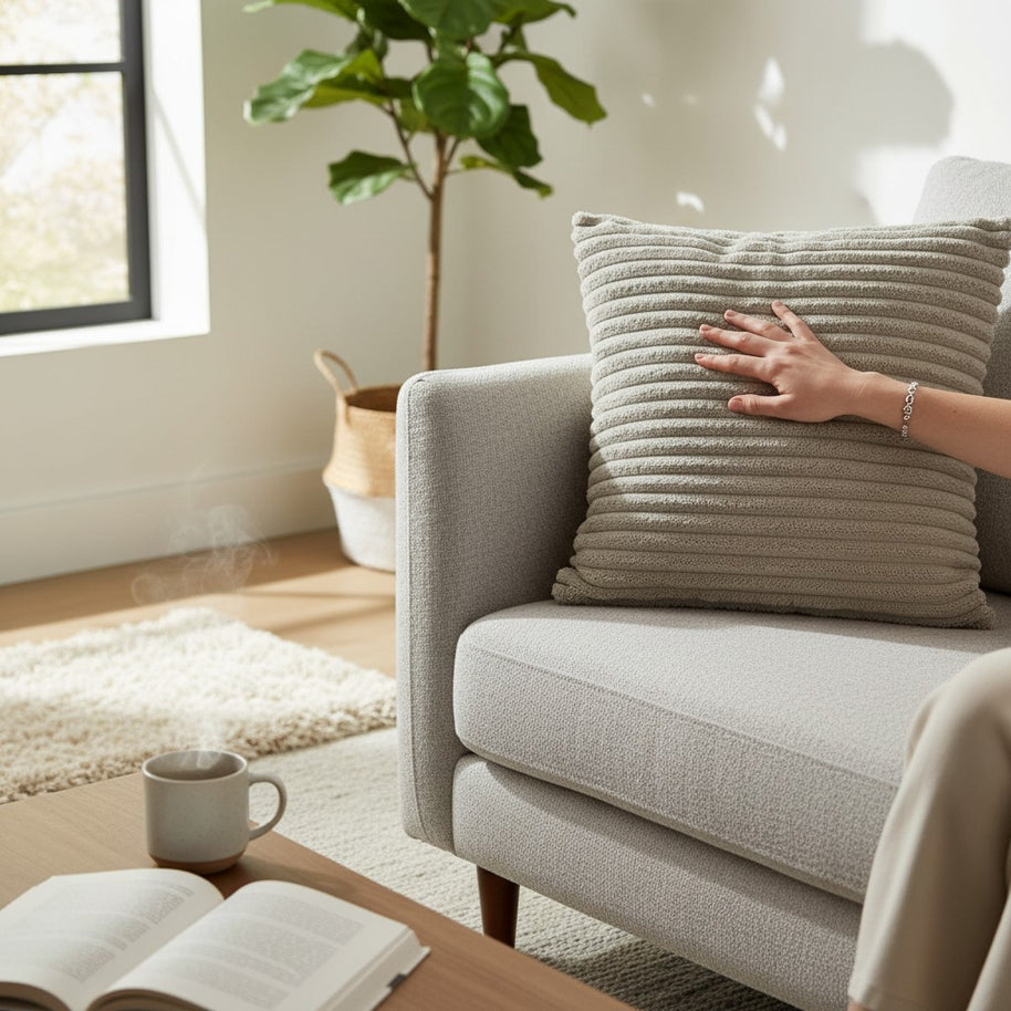 Square Cushion – Ribbed Beige