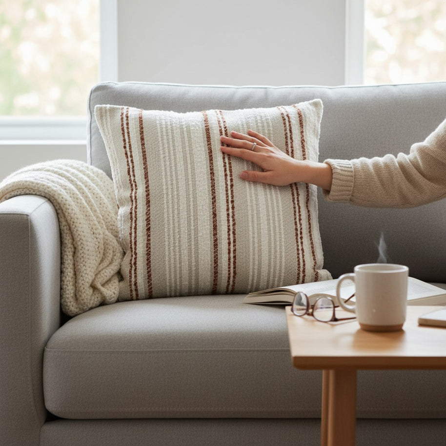 Square Cushion – Terracotta Stripe