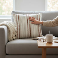 Square Cushion – Terracotta Stripe