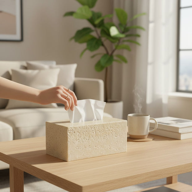 Stone Texture Rectangular Tissue Box Cover