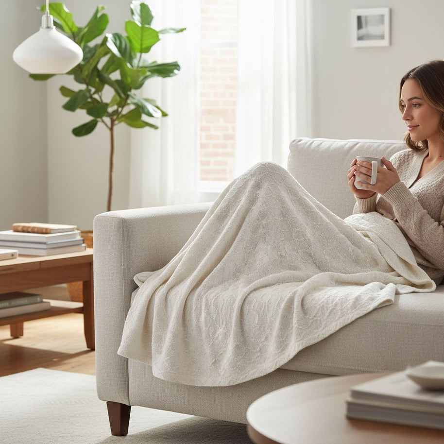 Throw Blanket – Knit Diamond Waffle