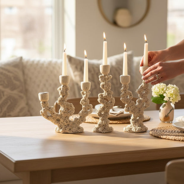 Set of 3 Coral Reef Resin Candelabra