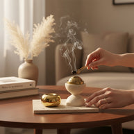 Bakhoor Burner — Brass Dome with Stone Base
